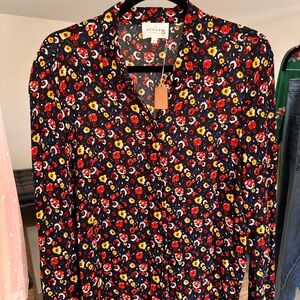 Sézane lady shirt in black floral. Size 38/6